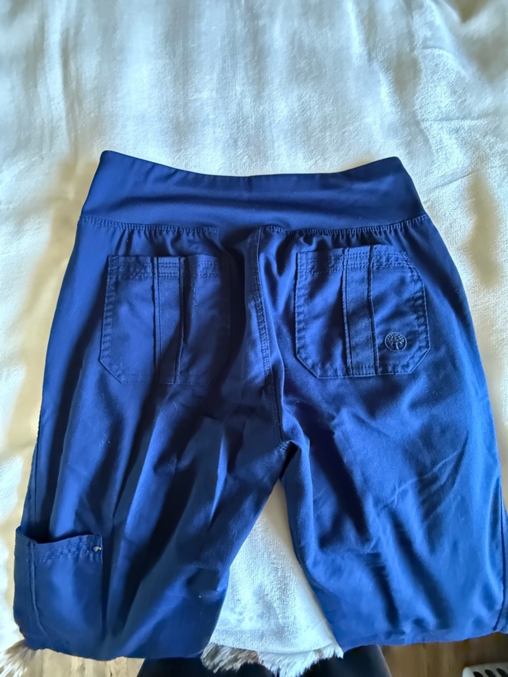 healing hands Navy Blue Women's Flared Cargo Scrub Pants - Picture 5 of 5
